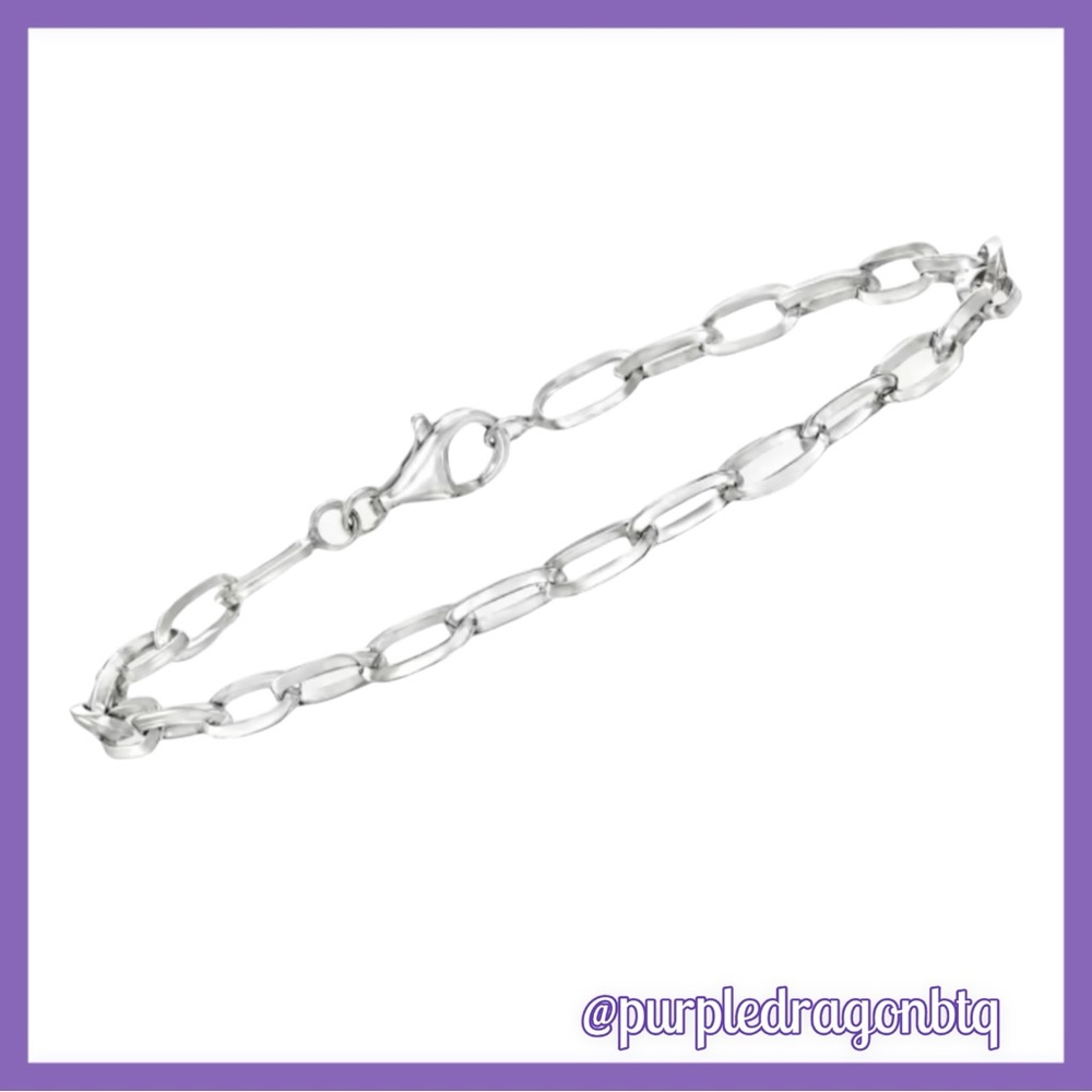 Solid Sterling Silver Paper Clip Link Bracelet Nw… - image 1